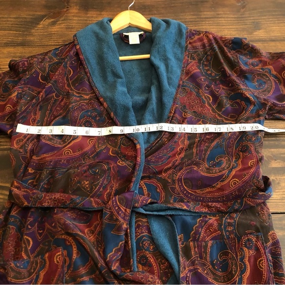 Vintage Victoria Secret Women’s Small Gold Tag Belted Robe Floral Paisley Print - Picture 8 of 10